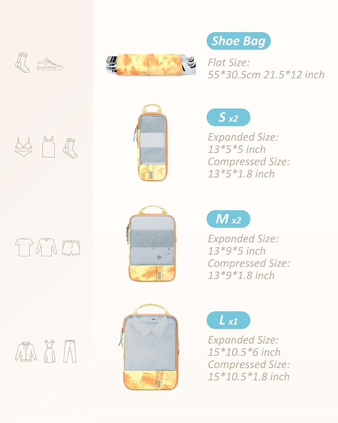 BAGSMART 6 Set /4 Set/2 Set Compression Packing Cubes - Image 3