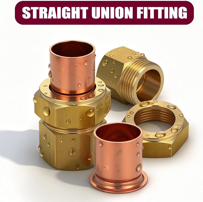 2 Pack 1/2" C x FIP LF Brass Pipe Copper Union Sweat to Male | - Image 5