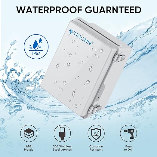 TICONN Outdoor Electrical Box Waterproof, ABS IP67 Junction Box Enclosure | - Image 3