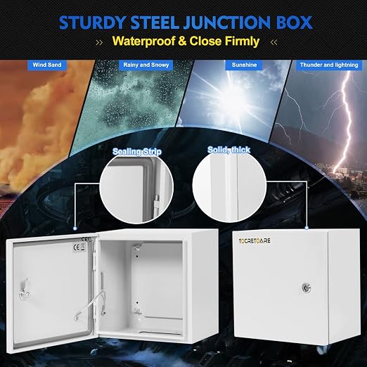 TOCRETOARE Outdoor Electrical Junction Box, Wall Mounted IP66 Waterproof & - Image 4