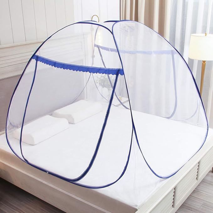 Pop-up Mosquito net Double Bed, L79x W59 x H59 in Double Door Zip Portable Tent by Usaidon