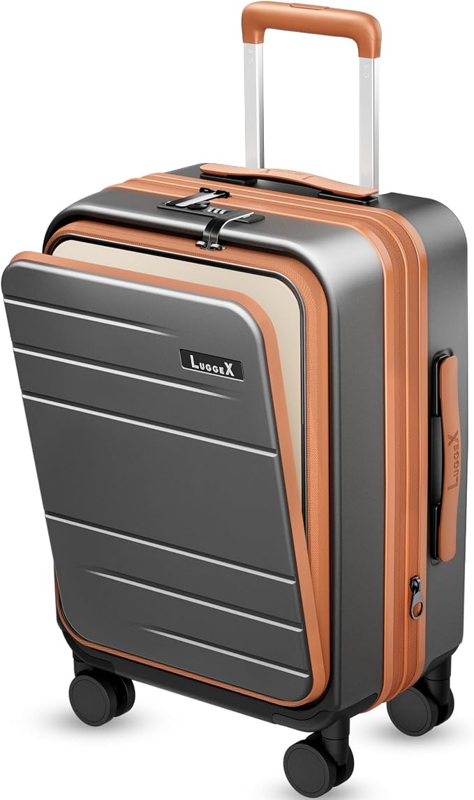 LUGGEX Carry On Luggage 22x14x9 Airline Approved, FLO5 Expandable Polycarbonate by LuggeXLUGGAGE