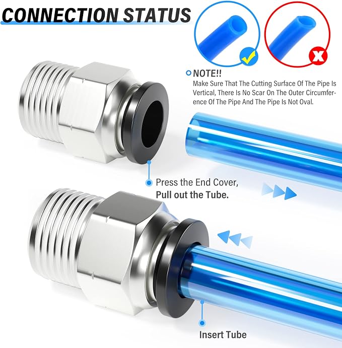 TAILONZ PNEUMATIC Male Straight 8mm Tube OD x 3/8 Inch NPT Thread Push to - Image 6