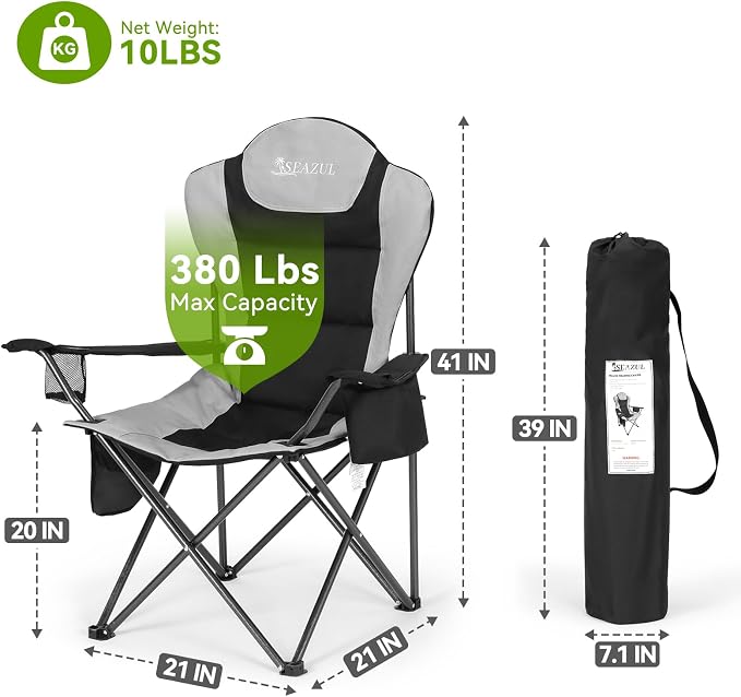 Camping Chairs for Adults, Camping Chairs 2 Pack, Folding Chairs for Outside - Image 3