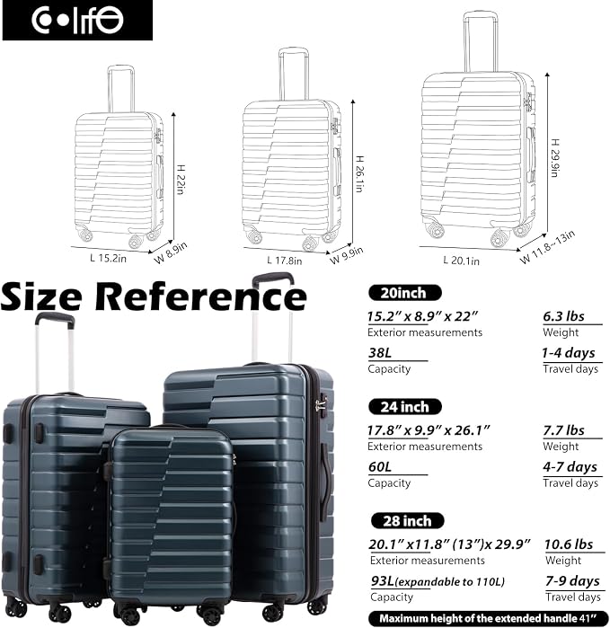 Coolife Medium Luggage Hardside Carry On - Image 7