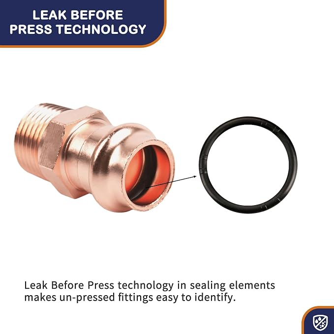 Copper Press Fittings 1/2 inch Male Adapter x 1/2 inch Press 10 Pack - Image 5