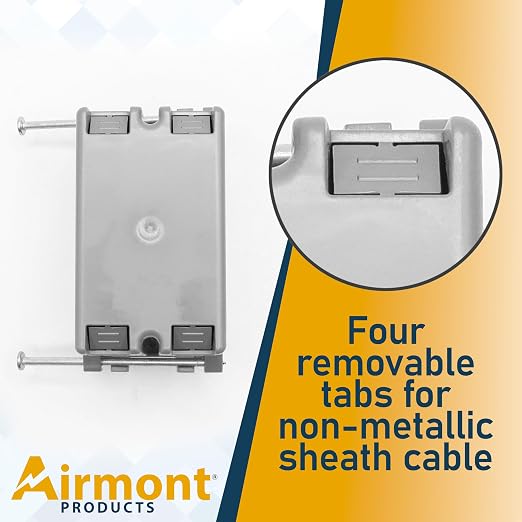 Airmont Products Plastic Electrical Box, Single Gang New Work Junction Box - Image 8