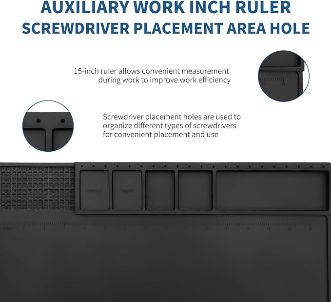 HengTianMei-202 Black Magnetic Repair Work Mat Heat Resistant 932°F, Silicone - Image 5
