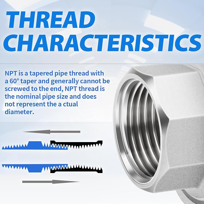 ChillWaves 304 Stainless Steel Cast Pipe Fitting, Union，1/4" NPT Female Thread - Image 7
