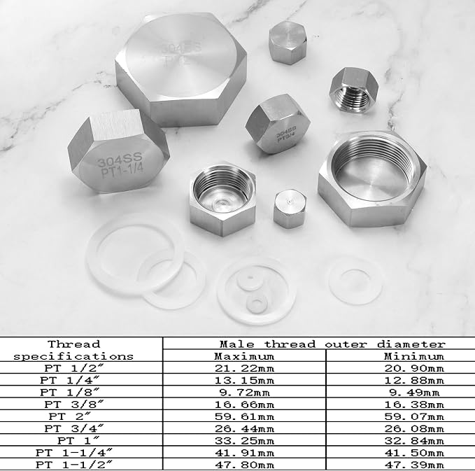 uxcell 4pcs Hex End Cap 304 Stainless Steel Nut - Image 5