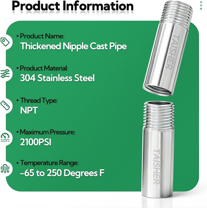 4pcs Thickened Nipple Cast Pipe 1/4" MNPT x 1/4" FNPT - Image 3