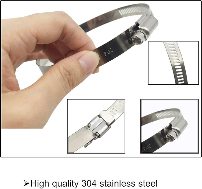 8Pcs 2.5" Adjustable 304 Stainless Steel Duct Clamps Hose Clamp Pipe Clamp Air - Image 2