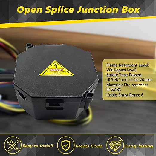 MIARALA Black Open Splice Junction Box | Electrical Splice Box Wire Junction Box - Image 2