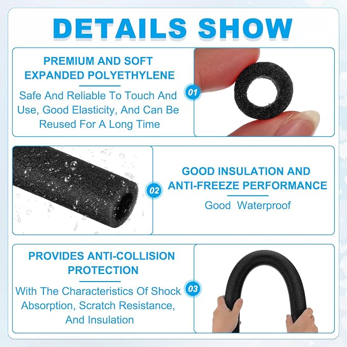 PATIKIL Pipe Insulation Foam Tube 3/8" x 3.3FT x 13/16" Black 2 Pcs | Heat - Image 3