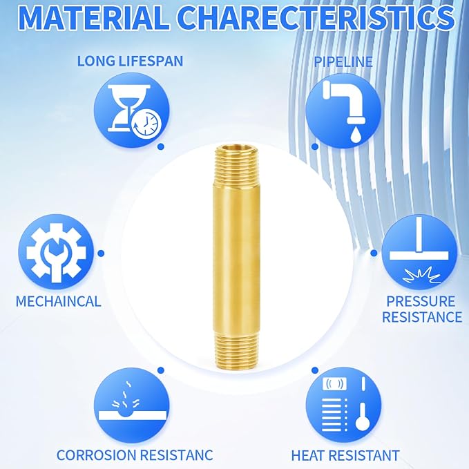 ChillWaves Brass Pipe Fitting, Long Nipple Pipe 1/4" NPT Male x 1/4" NPT Male - Image 5