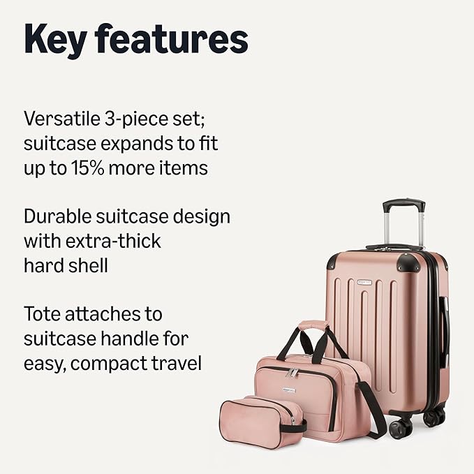 Amazon Basics 3-Piece Luggage Set, Including One Carry-On Luggage, One 15-inch - Image 2