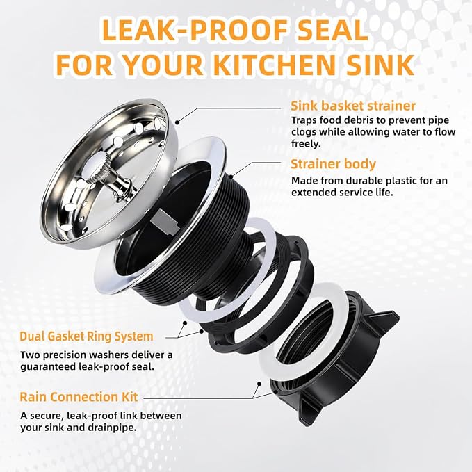 Kitchen Sink Drain Assembly, Basket Strainer - Image 4