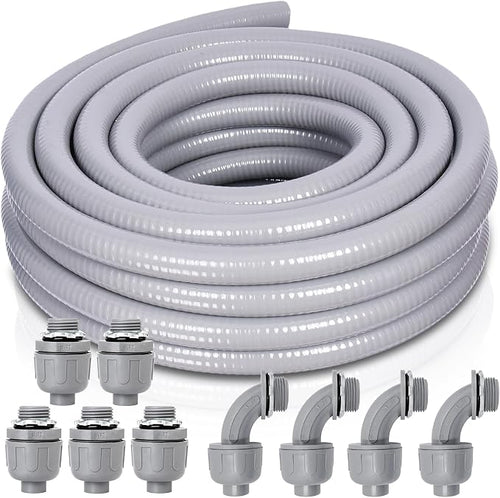 1 Inch 25 FT Non Metallic Liquid-Tight Conduit and Connector Kit by Feotech