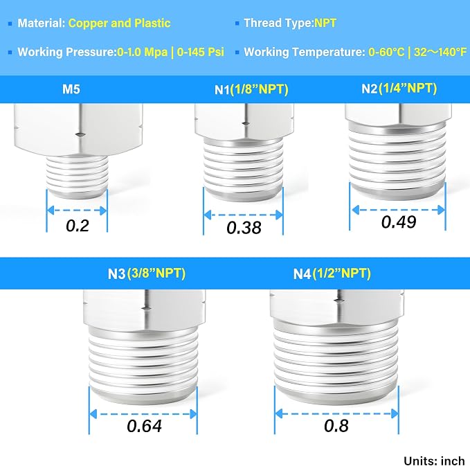 TAILONZ 10mm x 3/8" NPT Push to Connect Elbow Fitting 2pcs | Copper&Plastic - Image 7