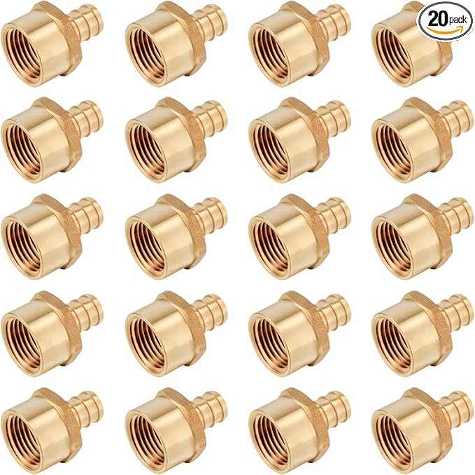 20-Pack EFIELD Pex 3/4" x 3/4" Female NPT Thread Adapter | PEX Barb Crimp Brass by EFIELDPEXTUBING