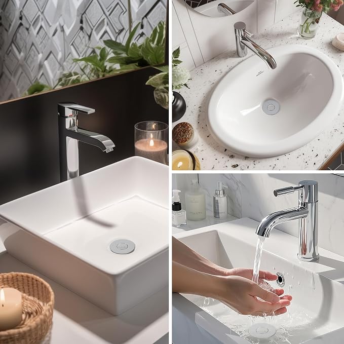 Hibbent 4 PCS Upgraded 3 in 1 Bathroom Sink Drain Strainer, Pop Up Stopper - Image 9