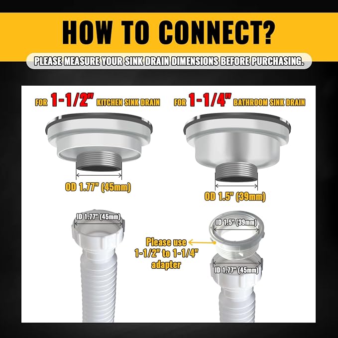 VIVIDA Dual Sink Drain Kit, 1-1/2" Kitchen Sink Drain Pipe - Image 5