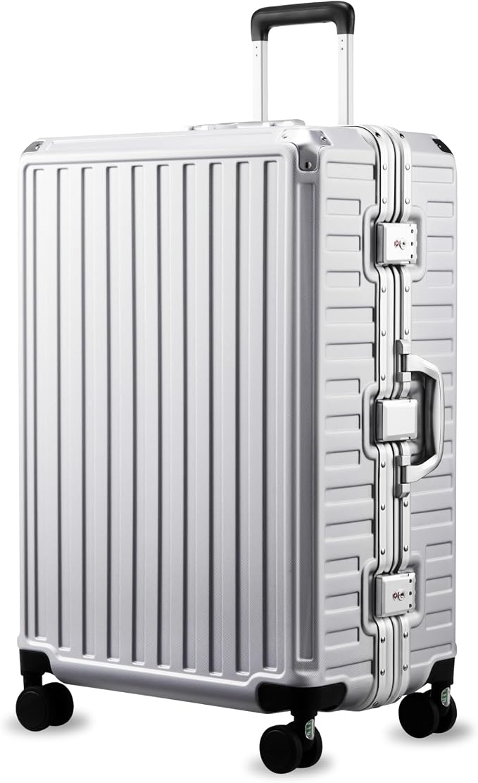 LUGGEX Checked Suitcase with Spinner Wheels, 28 Inch Aluminum Frame Zipperless by LuggeXLUGGAGE