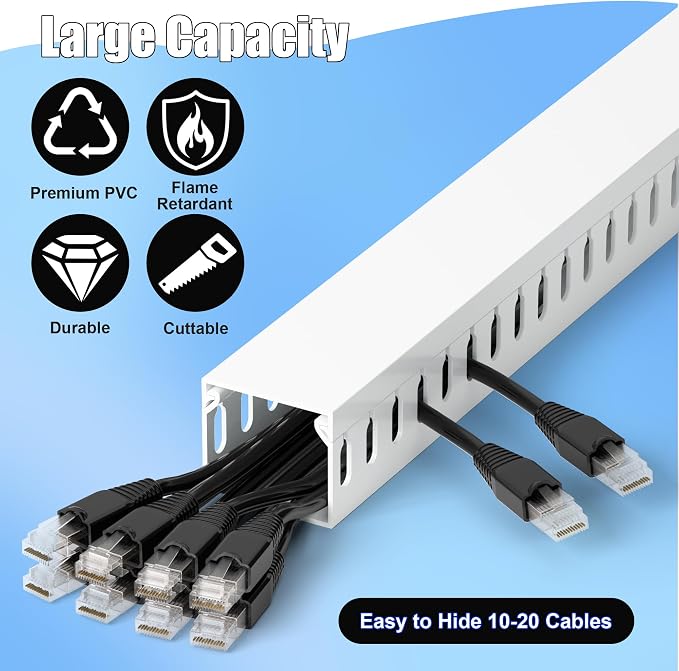 1.4"H x 1.6"W Cable Raceway, 66in Under Desk Wire Management Channel, 16.5in - Image 3
