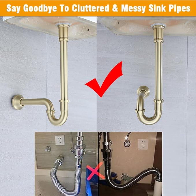 RANDOM Brass P Trap Bathroom Sink U-Shape 1-1/4 inch Sink Trap - Image 5