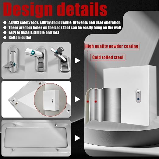 Electrical Box 12 x 10 x 6 Inch Indoor Outdoor Electrical Enclosure Box Steel - Image 4