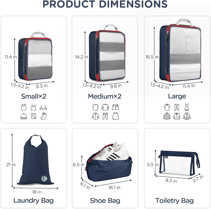 Cipway Compression Packing Cubes Mesh, Lightweight Luggage Organizer Bags - Image 5