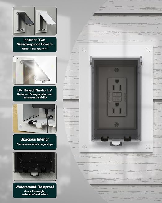 Recessed Outlet Box, DBVS1C-1 Low Profile Exterior Electrical Outlet Box - Image 4