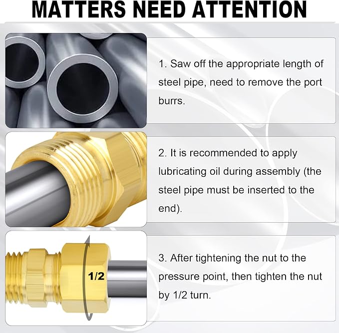 ChillWaves Brass Compression Tube Fitting, 1/4" OD x 1/8" NPT Male Compression - Image 3