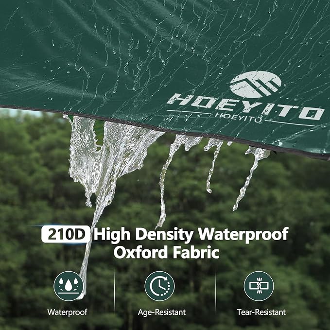 Camping Tarp with Poles & Retainer, 15x12.5FT Large Waterproof 210D Oxford - Image 6