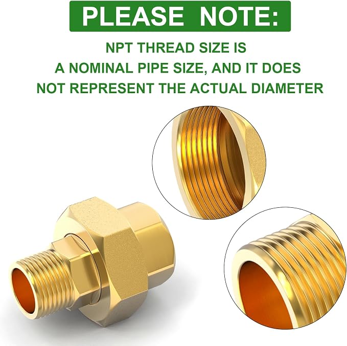 1PCS Brass Union，3/8" NPT Male x 3/8" NPT Female Brass Pipe Fitting - Image 3
