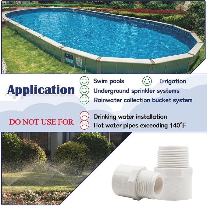 6PCS 1 Inch PVC Coupling Fittings White Slip to Male Thread PVC Pipe Fitting - Image 6