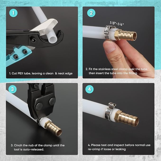 SHALL Pex Crimping Clamp Cinch Tool and Pipe Hose Cutter, Pipe Fitting Crimper - Image 6