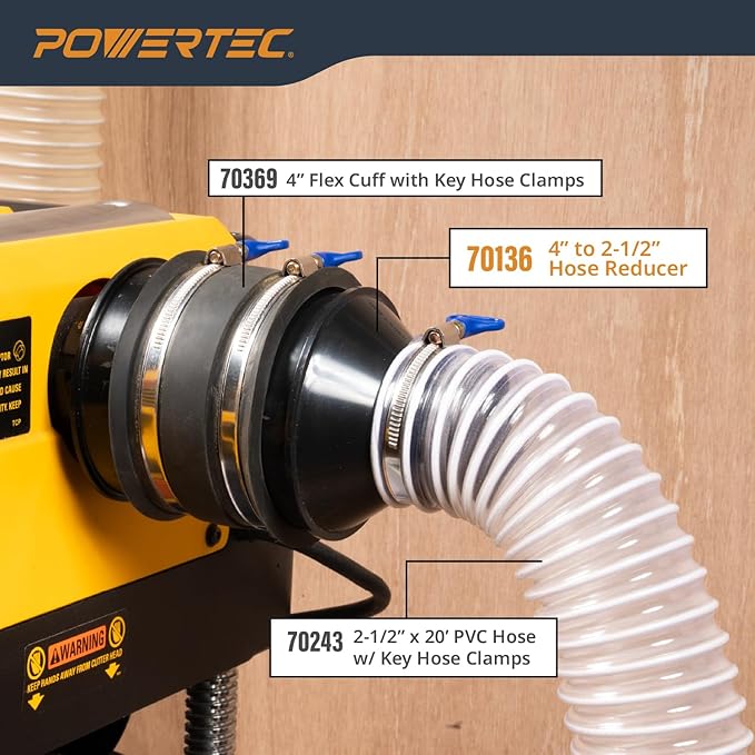 POWERTEC 70136 4" to 2-1/2" Cone Reducer, Dust Collection Fittings - Image 4