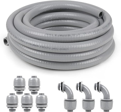 1 inch 25ft Liquid-Tight Conduit and Connector Kit, Flexible Non-Metallic by HoserememberElecoman