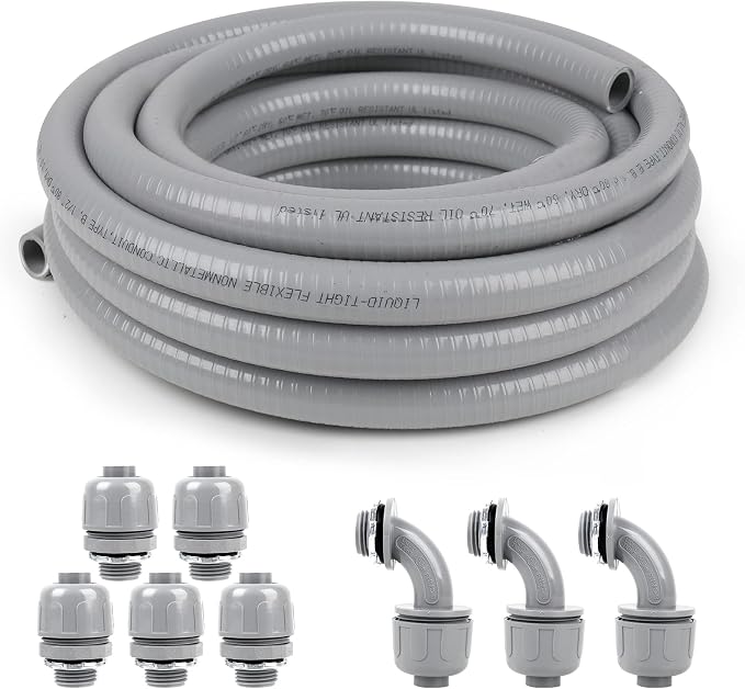2 25ft Liquid-Tight Conduit and Connector Kit, Flexible Non Metallic Liquid by HoserememberElecoman