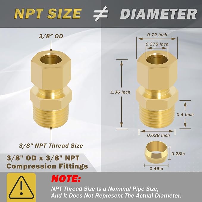 Brass Compression Tube Fitting, Straight Coupling Adapter - Image 2
