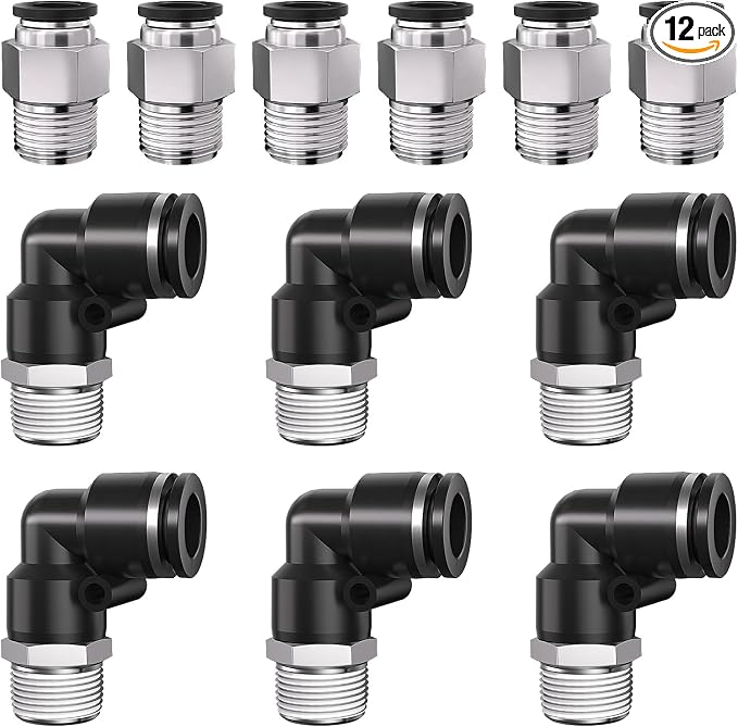 1/4 Push to Connect Fittings npt Thread to 5/32 Air Line quick | Pneumatic by Unknown