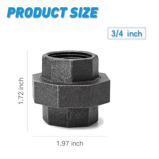 3/4" Cast Iron Union, Home TZH 10 Pack 3/4" Industrial Malleable Female Pipe - Image 2