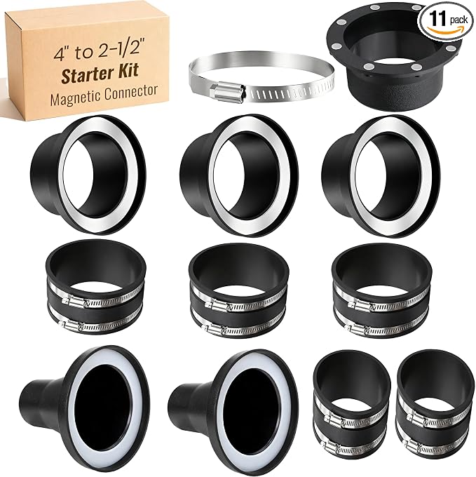 Magnetic Dust Collection Fittings, 8 high-strength magnets, One-to-Many by Pump