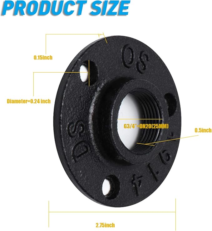 3/4" Antirust Black Floor Flange, 30 Pack Malleable iron Pipe Fittings - Image 2