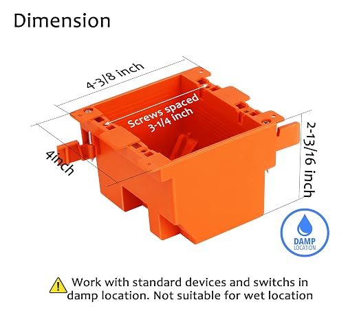 CLOUDY BAY Two Gang Electrical Outlet Box, 25 Cubic Inch Junction Box, Old Work - Image 4