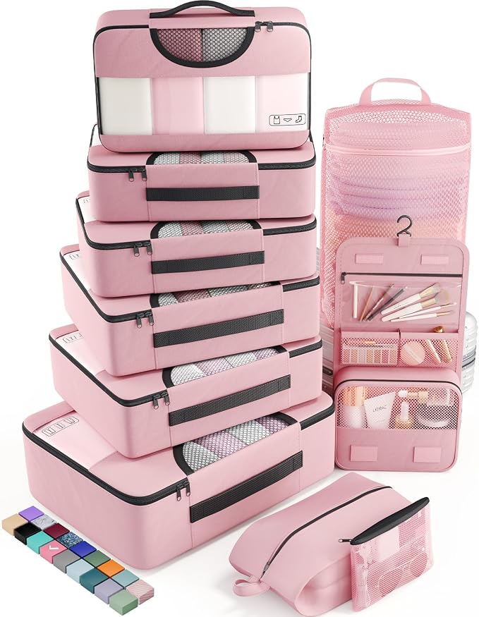 Veken 10 Set Packing Cubes for Travel Essential, Suitcase Organizer Bags in 4 by Veken
