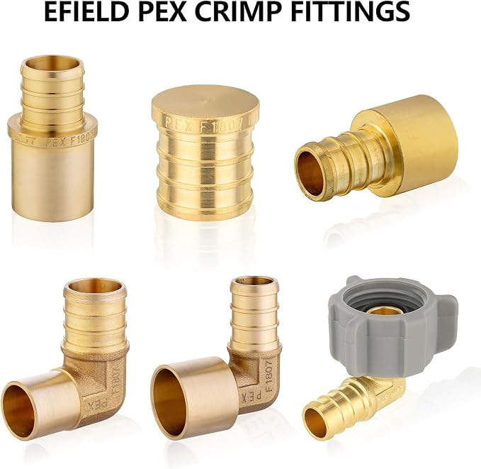 EFIELD 1/2" Pex x 1/2" Female NPT Swivel Elbow | Brass Barb Crimp Fittings - Image 4