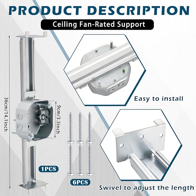 Tandefio 1 Pcs Adjustable Ceiling Fan Bracket Ceiling Mounting Bracket - Image 2
