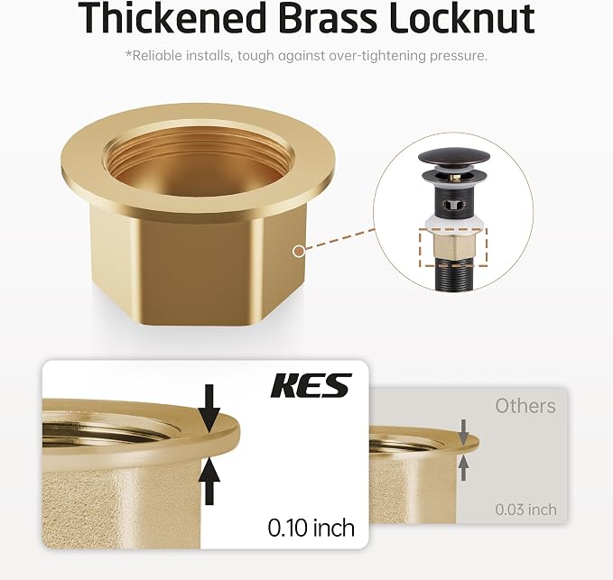 KES Bathroom Sink Drain with Strainer Basket Drain Hair Catcher, Pop Up Drain - Image 7